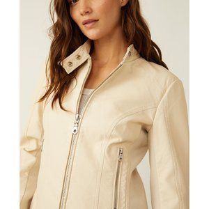 🆕 FREE PEOPLE Max Vegan Moto Jacket / Bone